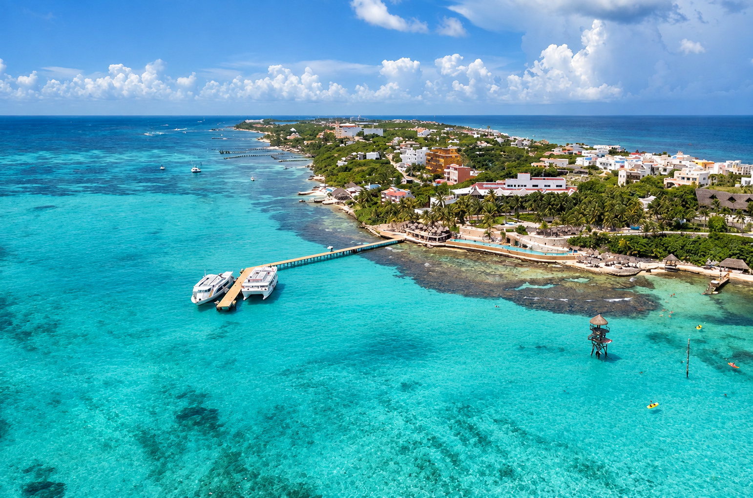 Real aerial photograph of Isla Mujeres