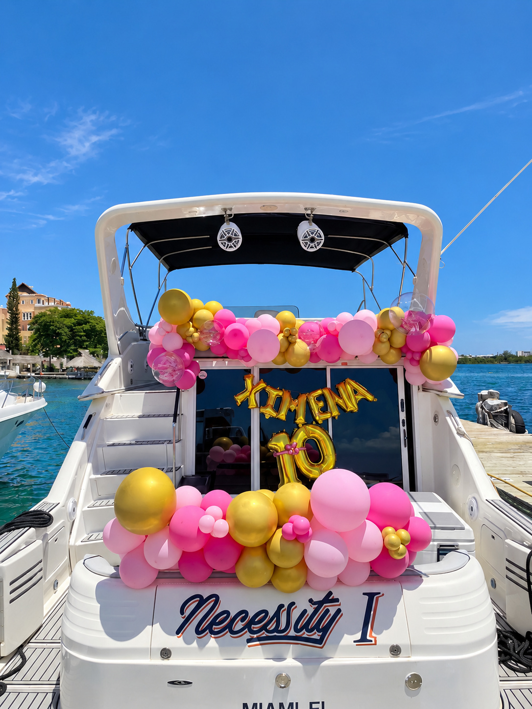 Celebration balloons aboard a yacht